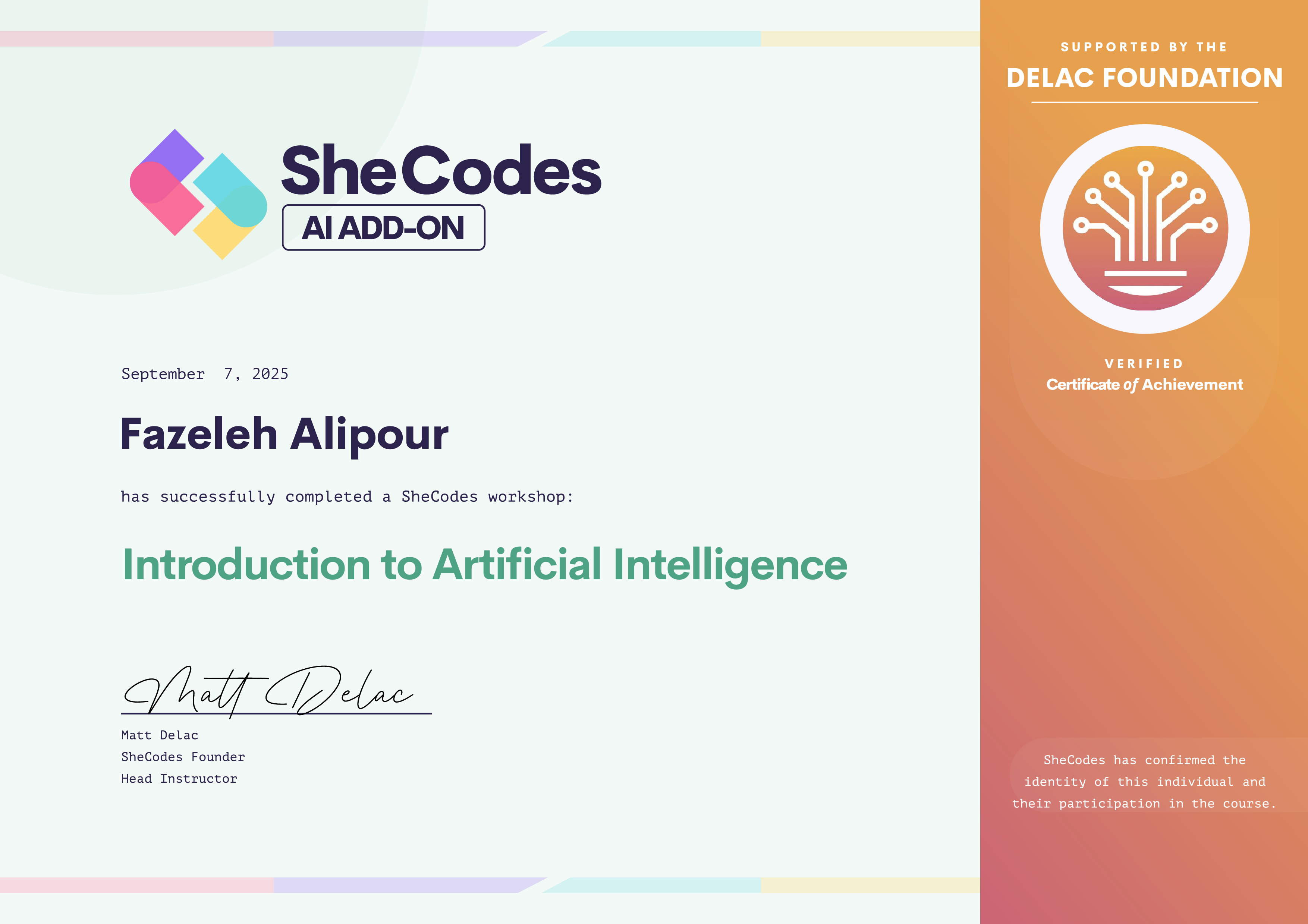 shecodes ai-add-on certificate