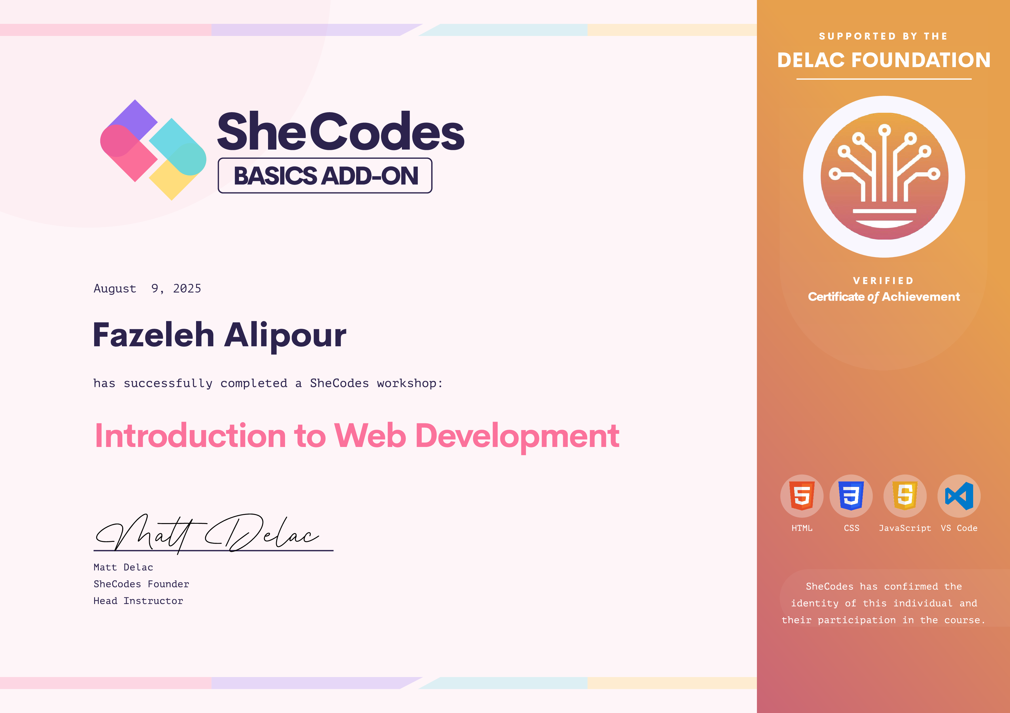 shecodes basic-add-on certificate